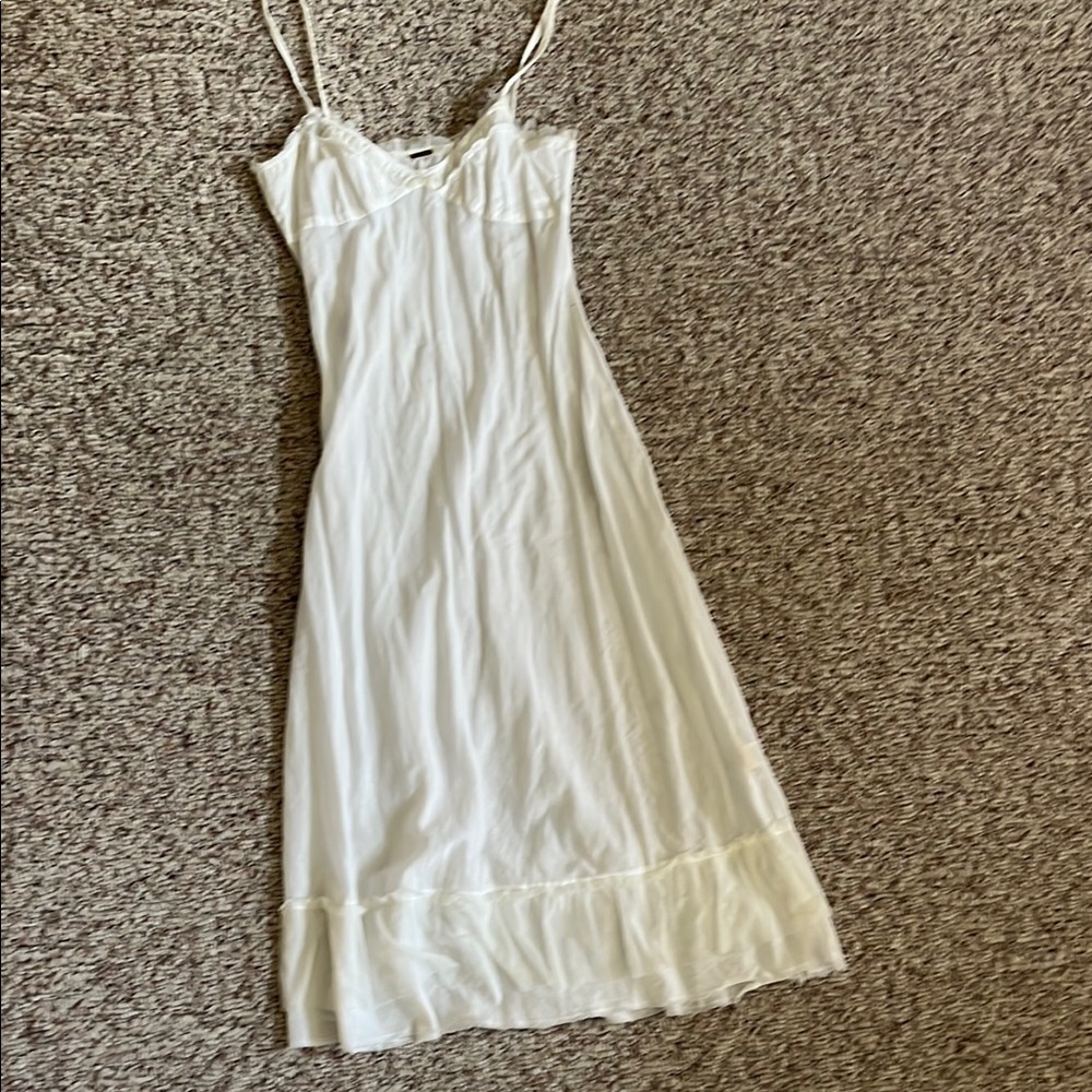 Free People White Chemise Slip Dress with Spaghetti Straps